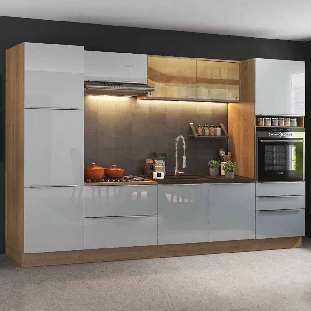 Cocina Completa Modulada Lux 320cm Rustic/Gris - Balton Hogar - GRLX3200019N