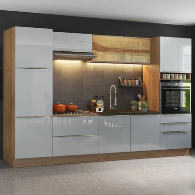 Cocina Completa Modulada Lux 320cm Rustic/Gris - Balton Hogar - GRLX3200019N