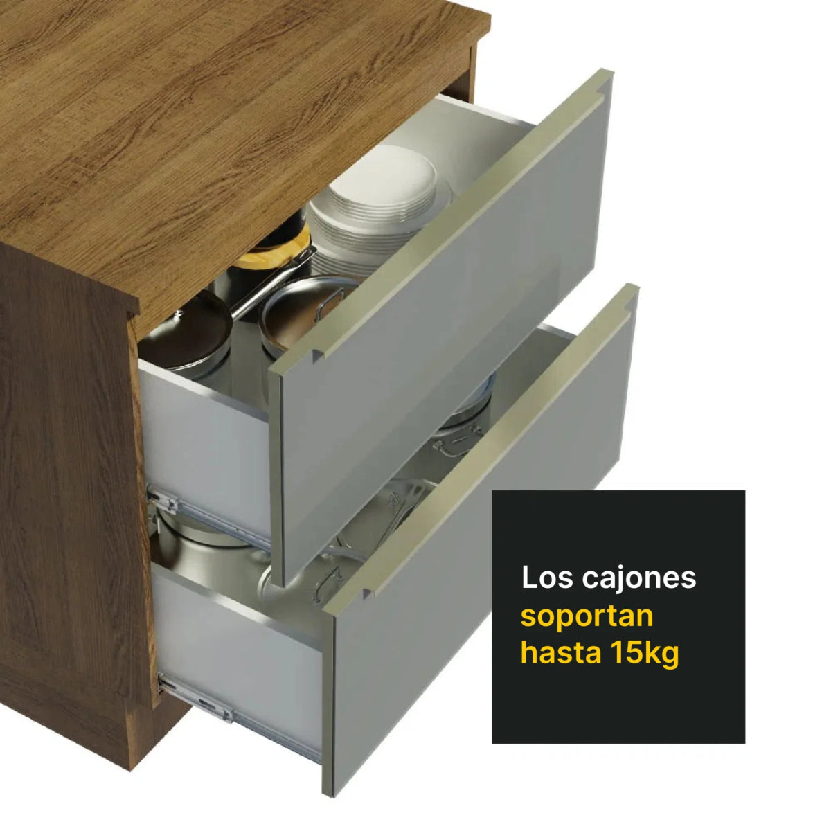 Cocina Completa Modulada Lux 320cm Rustic/Gris - Balton Hogar - GRLX3200019N