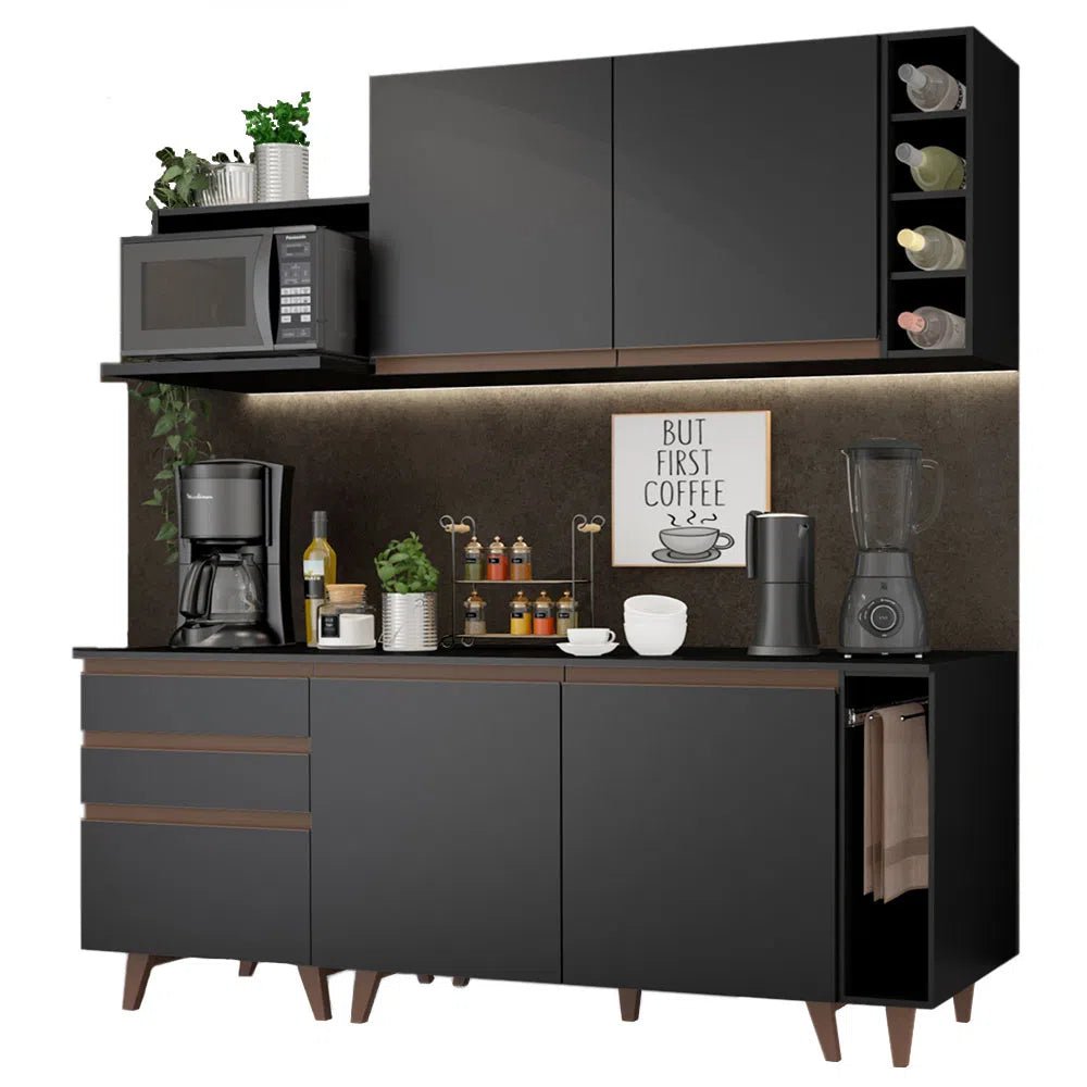 Cocina completa Reims 210cm con Muebles y Bajo mesada negro - Balton - GRRM2000018N - GRRM2000018N