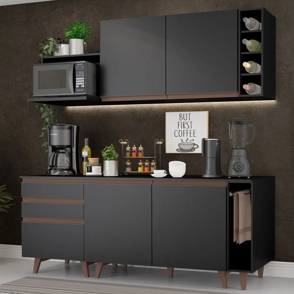 Cocina completa Reims 210cm con Muebles y Bajo mesada negro - Balton - GRRM2000018N - GRRM2000018N
