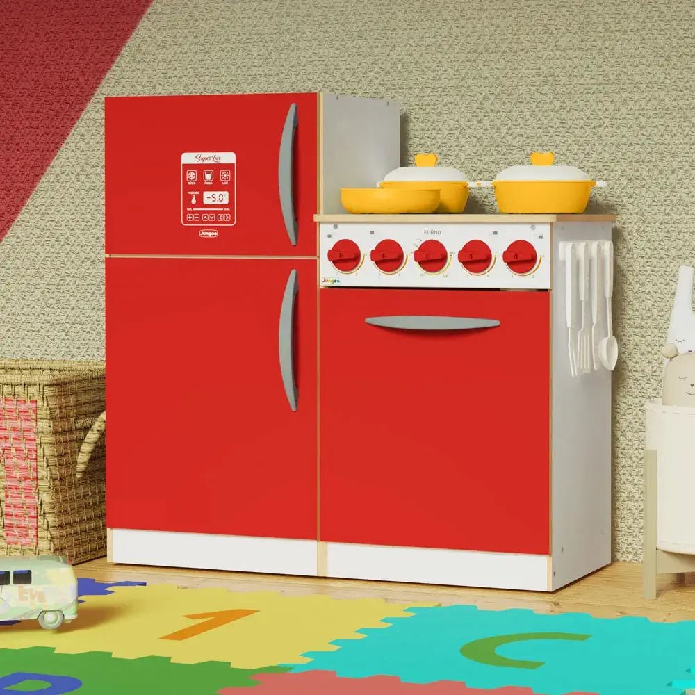 Conjunto de Cocina Infantil con Cocina y Heladera Blanco/Rojo - MDMU0200037M