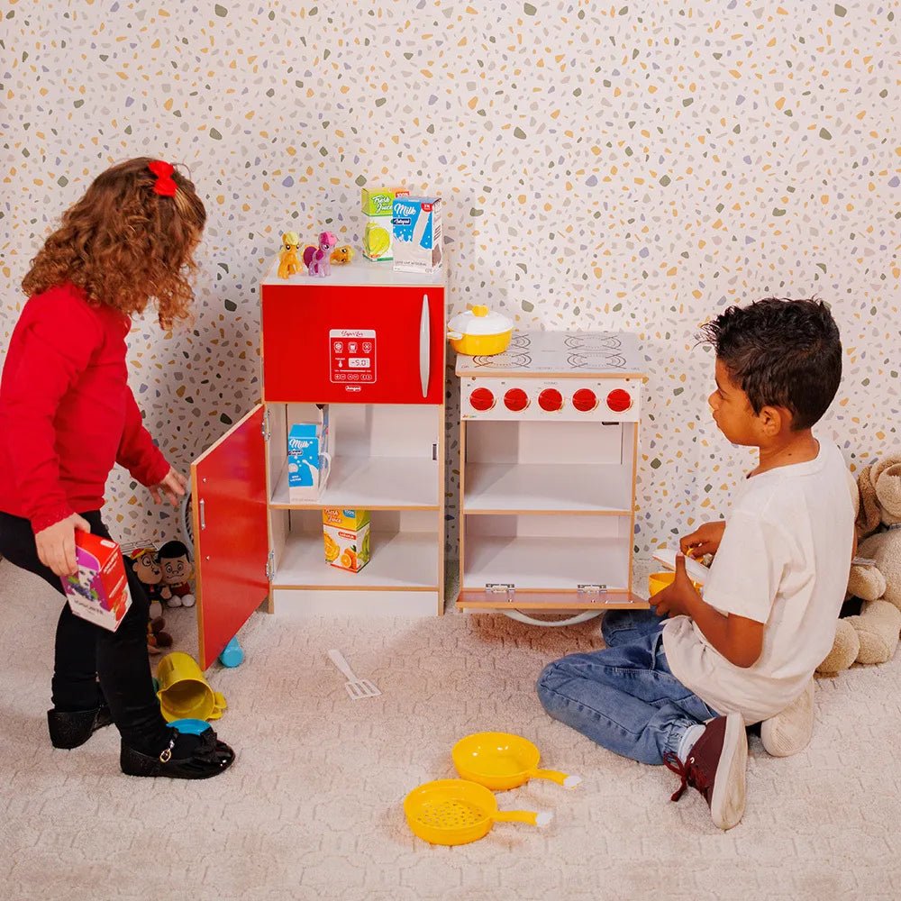 Conjunto de Cocina Infantil con Cocina y Heladera Blanco/Rojo - MDMU0200037M