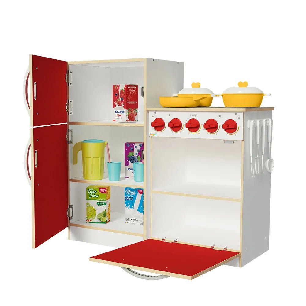Conjunto de Cocina Infantil con Cocina y Heladera Blanco/Rojo - MDMU0200037M