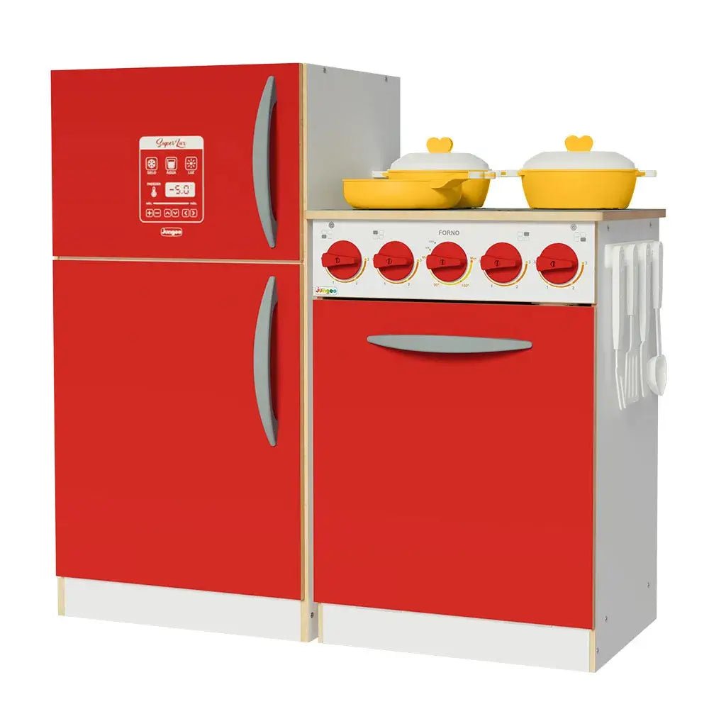 Conjunto de Cocina Infantil con Cocina y Heladera Blanco/Rojo - MDMU0200037M