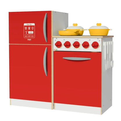 Conjunto de Cocina Infantil con Cocina y Heladera Blanco/Rojo - MDMU0200037M