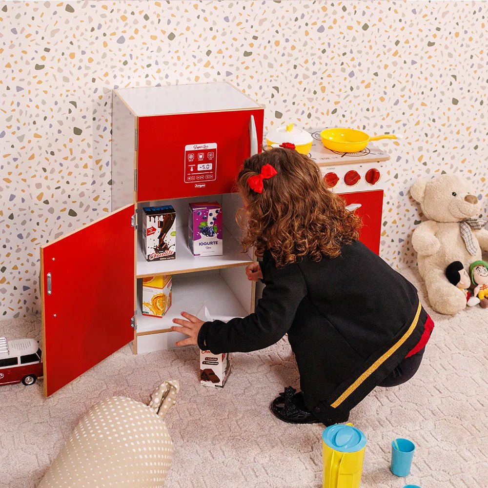 Conjunto de Cocina Infantil con Cocina y Heladera Blanco/Rojo - MDMU0200037M