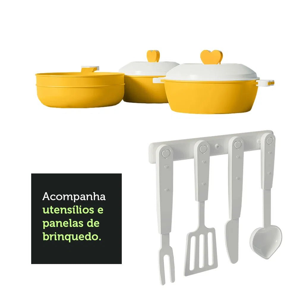 Conjunto de Cocina Infantil con Cocina y Heladera Blanco/Rojo - MDMU0200037M