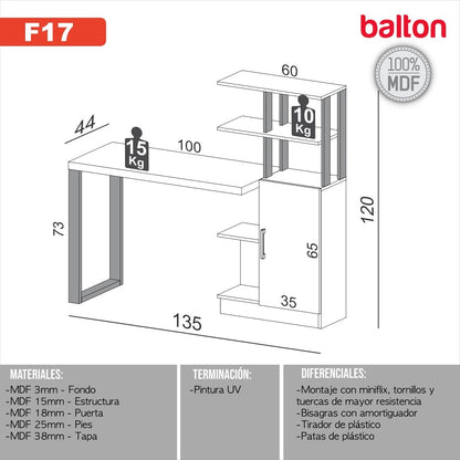 Escritorio con Mostrador Estilo Industrial 100% Mdf - Balton - F17JPF - F17JPF