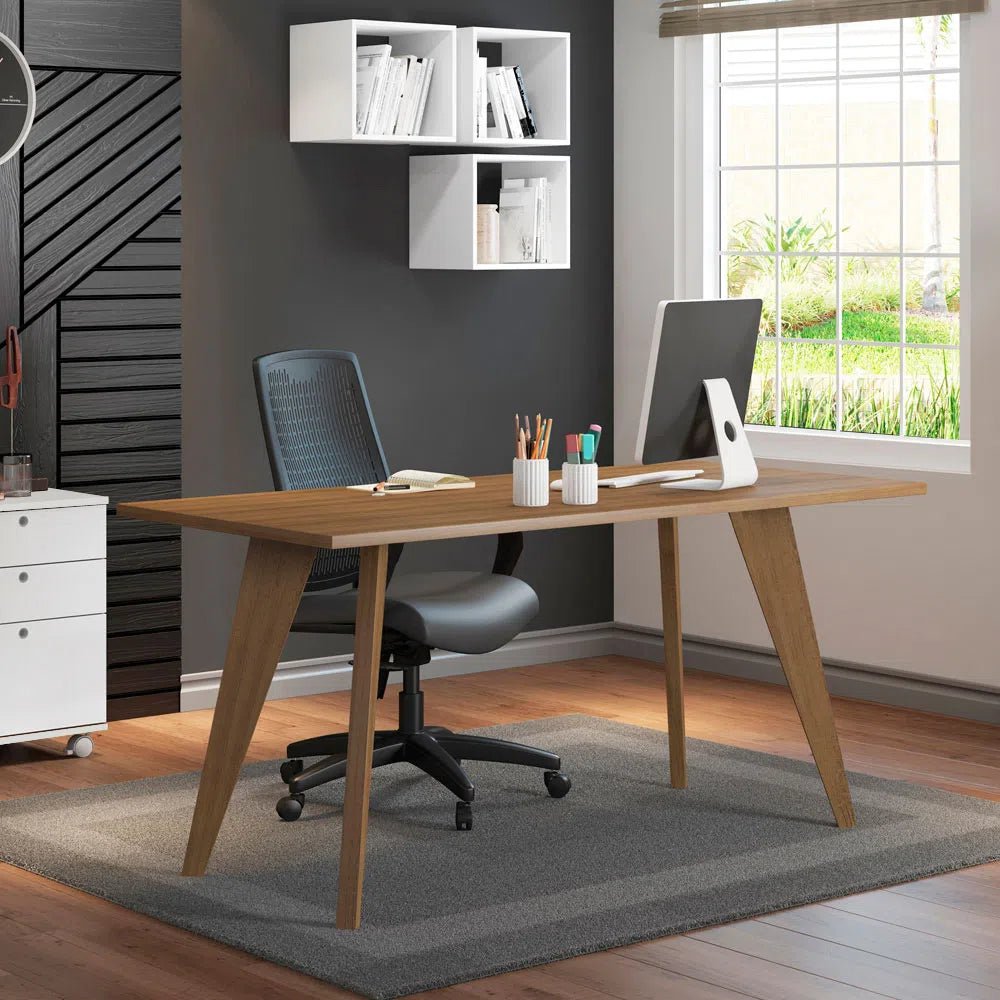 Escritorio de Oficina Rectangular con Tapa de Madera Rústica - Balton - 53195Z1 - 53195Z1