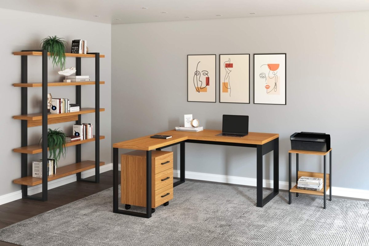 Escritorio en L Estilo Industrial 100% Mdf - Balton - F22JPF - F22JPF