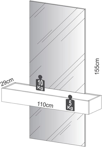 Espejo con Estante de Pared Decoración 100% MDF - TB485E - Balton Hogar - TB485EJW