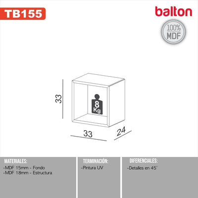 Estante Flotante Cuadrado 33cm Repisa 100% Mdf - Balton - TB155JW - TB155JW