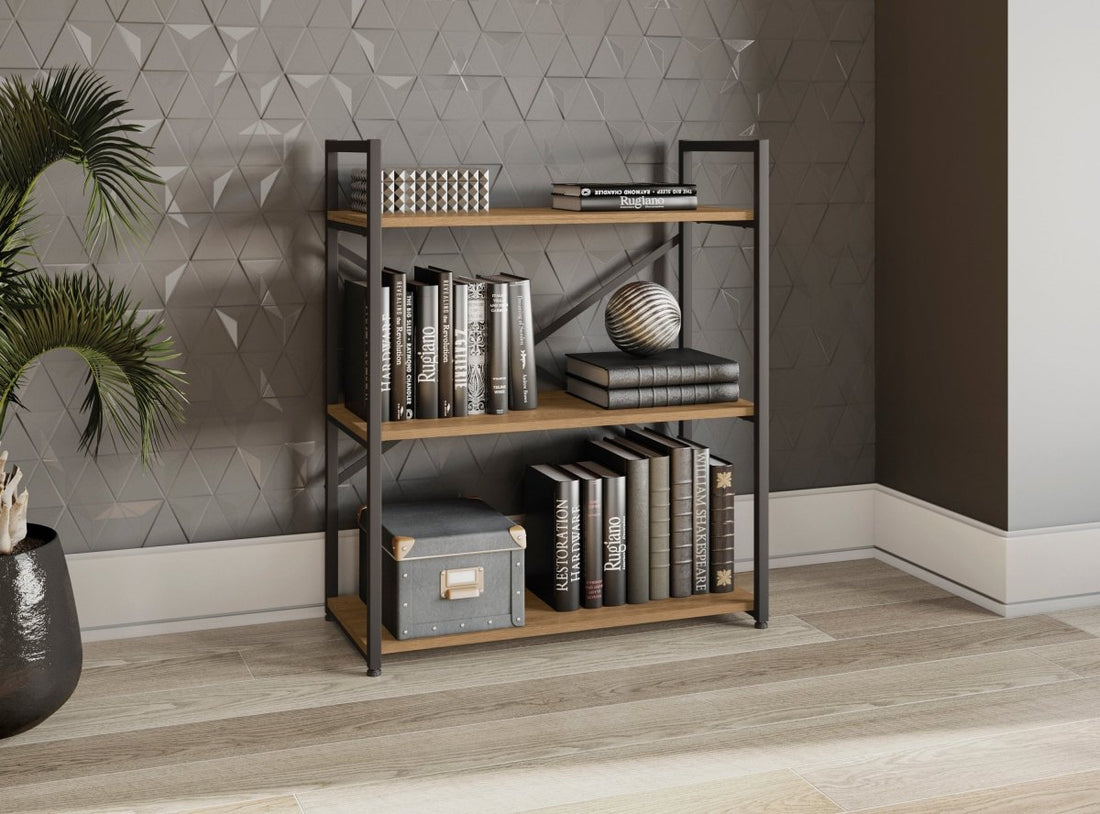 ESTANTERIA BAJA CON 3 ESTANTES LINEA INDUSTRIAL HIERRO - BALTON HOGAR - LI007-FRPRF