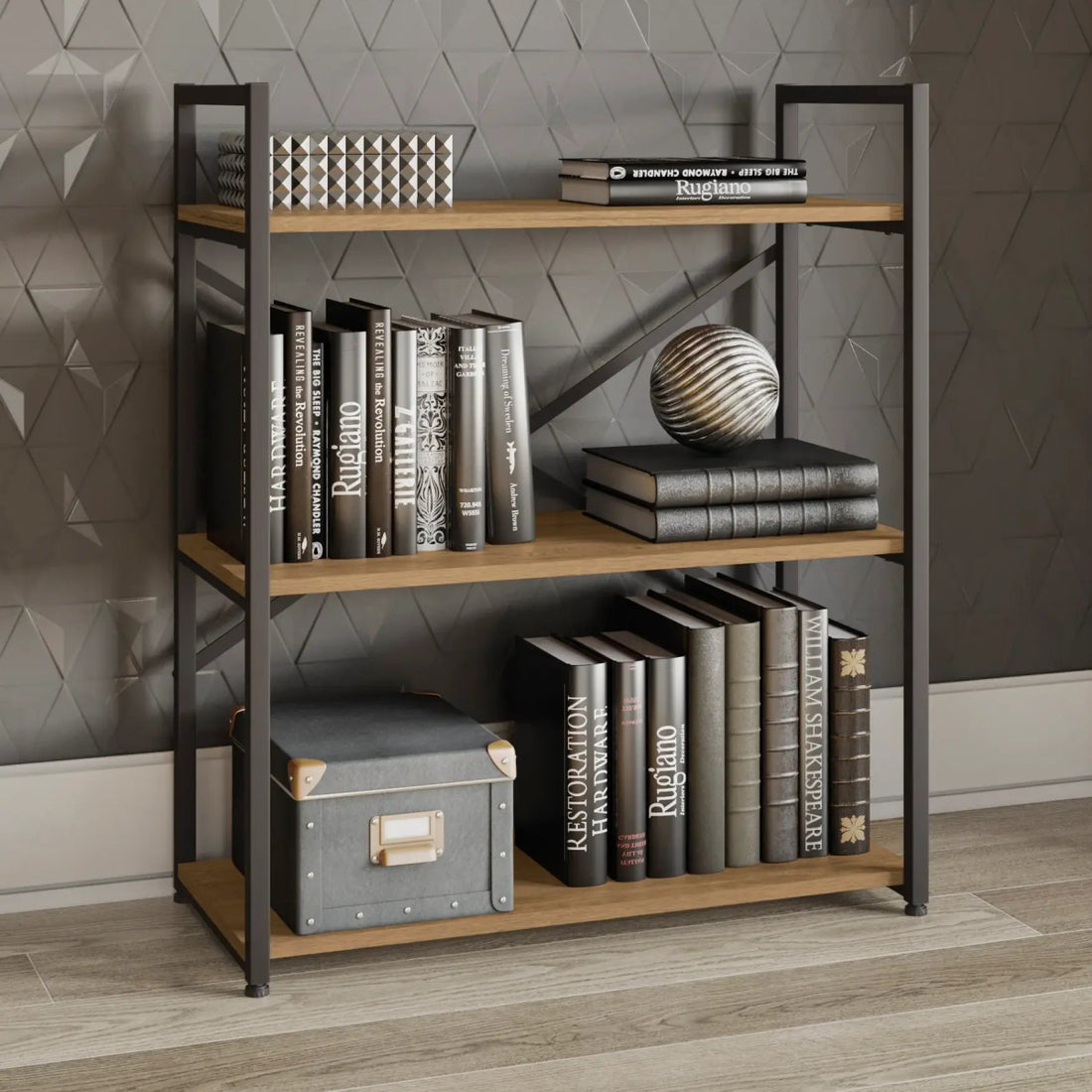 ESTANTERIA BAJA CON 3 ESTANTES LINEA INDUSTRIAL HIERRO - BALTON HOGAR - LI007-FRPRF