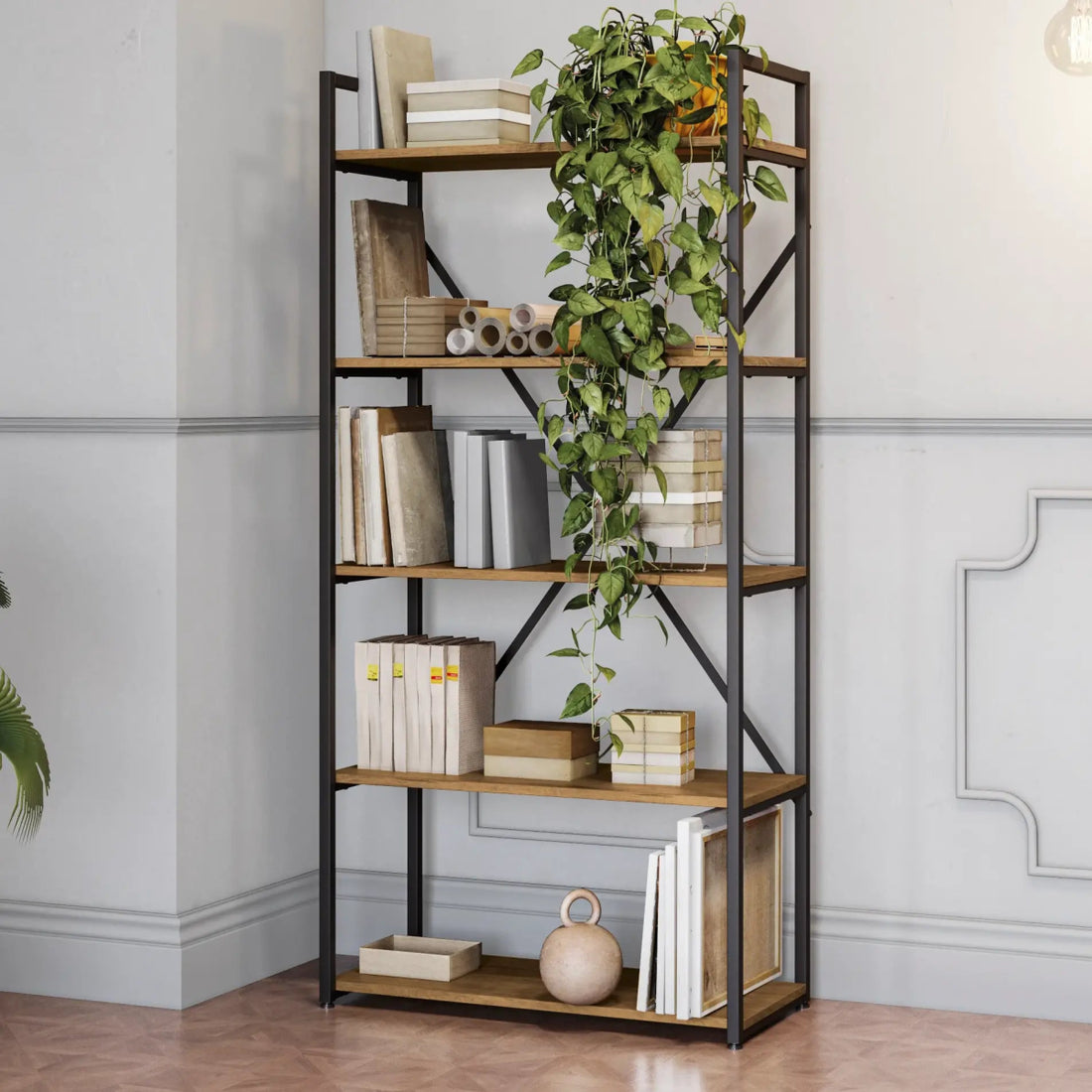 ESTANTERIA CON 5 ESTANTES LINEA INDUSTRIAL HIERRO - BALTON HOGAR - LI006-FRPRF