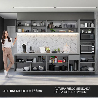 Juego de Cocina Completa Nice Suspensa 300cm Gris - Balton Hogar - GRNC3000043B