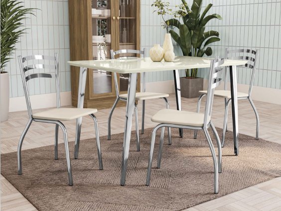 JUEGO DE COMEDOR 4 SILLAS VIDRIO SOBREPUESTO DINAMARCA CROME - BALTON - CMC836CR-16