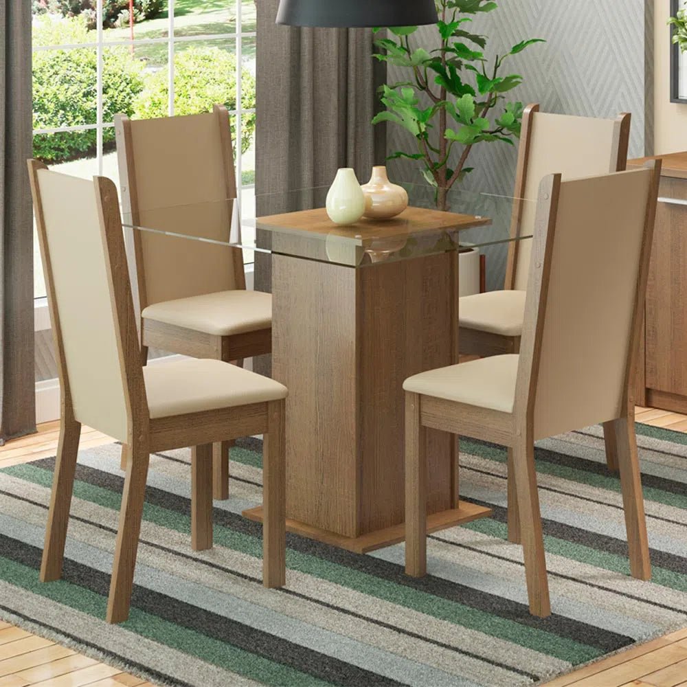 Juego de Comedor Aline Mesa Cristal con 4 Sillas - Balton - 045747G4TPER