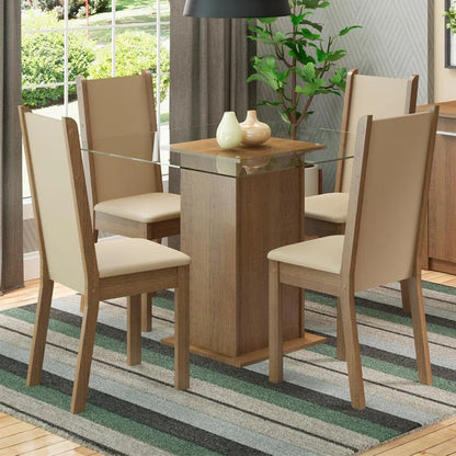 Juego de Comedor Aline Mesa Cristal con 4 Sillas - Balton - 045747G4TPER