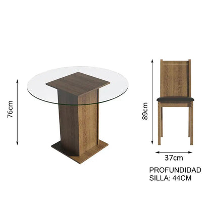 Juego de Comedor Debora Mesa de Vidrio con 4 Sillas - Balton - MDJA0401085ZBE