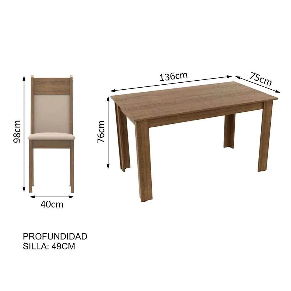Juego de Comedor Medellin Tapa de Madera con 6 Sillas - Balton - MDJA0600177GBE