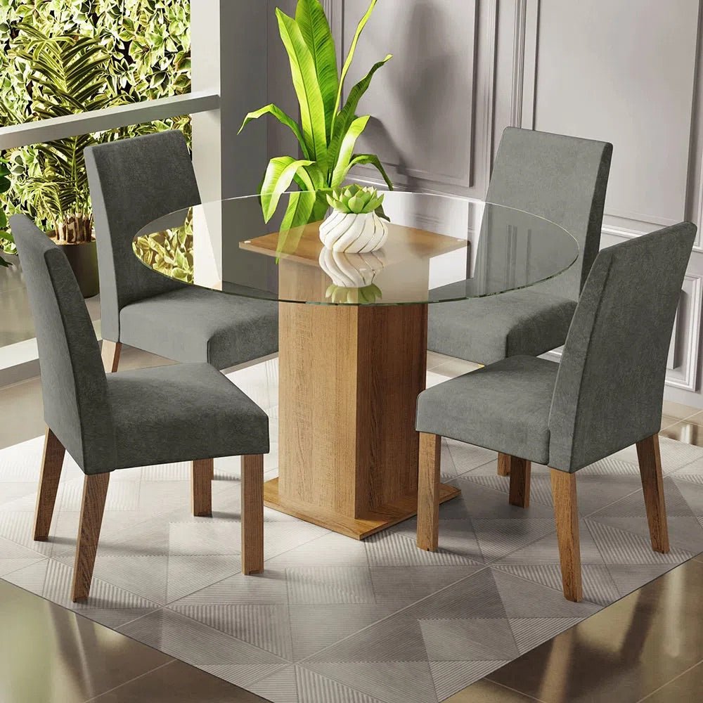 Juego de Comedor Mile con 4 Sillas Mesa de Vidrio - MDJA0401165ZSIL