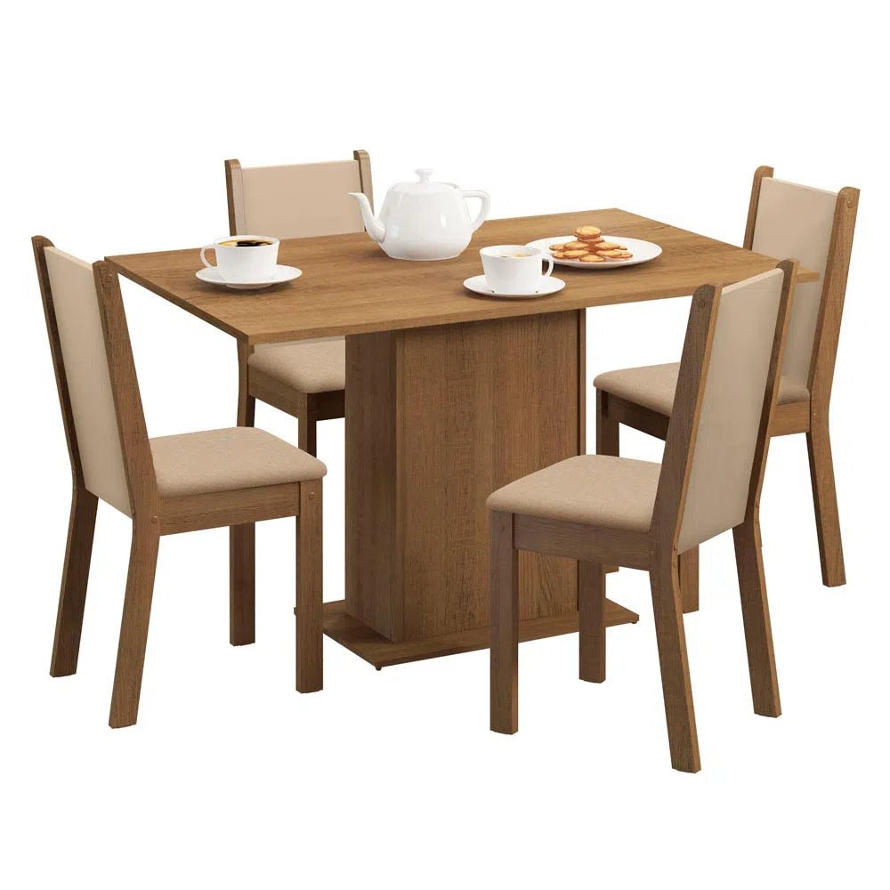 Juego de Comedor Talita Tapa de Madera con 4 Sillas Rustic/Crema/Beige - 045677GX4TPER