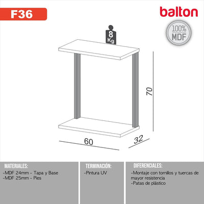 Mesa Auxiliar Lateral Industrial 100% Mdf - Balton - F36JPF - F36JPF