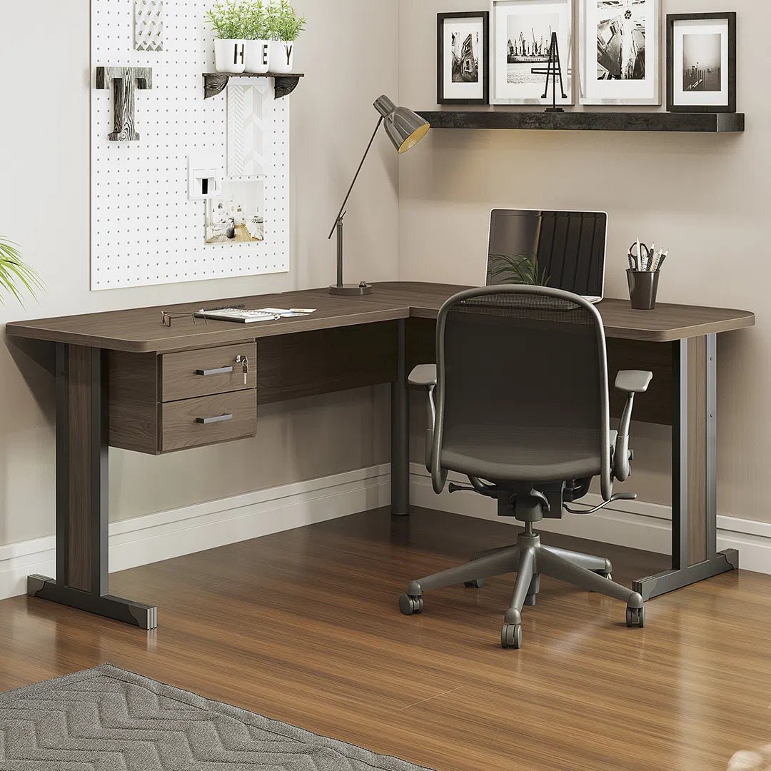 Mesa De Escritorio en L Oficina PREMIUM 2 Cajones VERSATILE 170x150 - CBW21-1170-MU