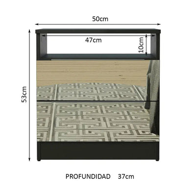 Mesa de Luz con 2 Cajones y Espejo - Balton Hogar - 32278N2E