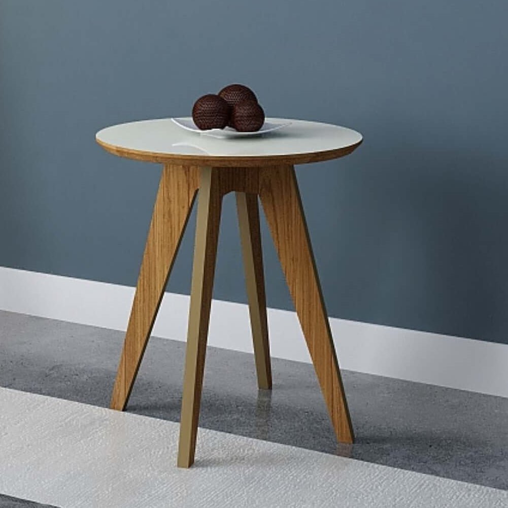 Mesa Esquinera Redonda 60cm 100% Mdf - Balton - TB38JW - TB38JW