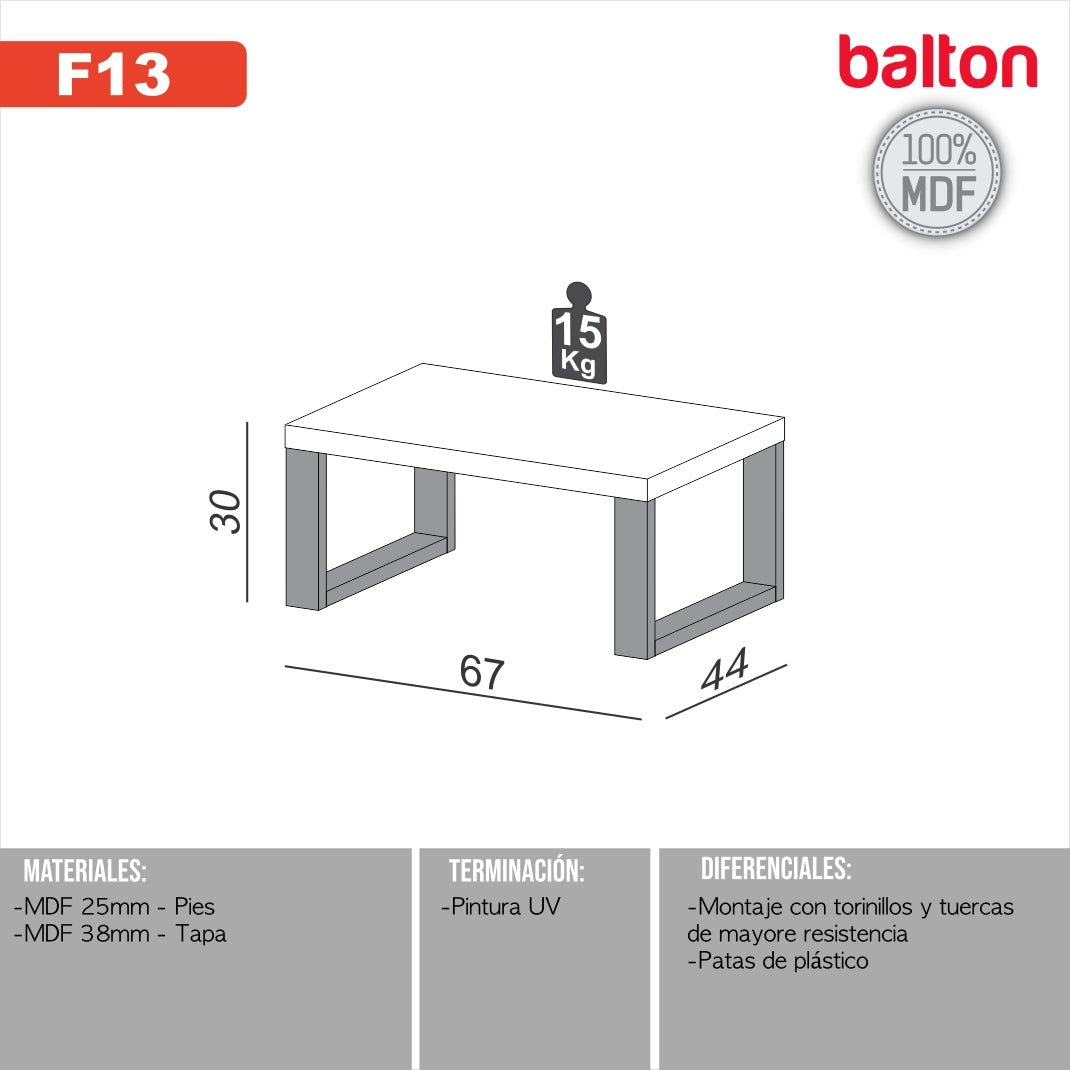Mesa Ratona Estilo Industrial 67cm 100% Mdf - Balton - F13JPF - F13JPF