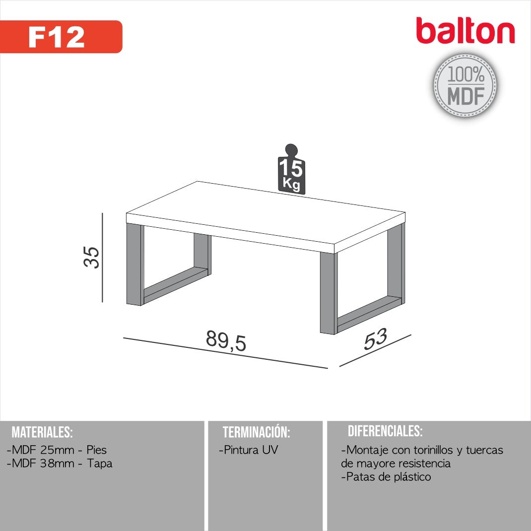Mesa Ratona Estilo Industrial 89,5cm 100% Mdf - Balton - F12JPF - F12JPF