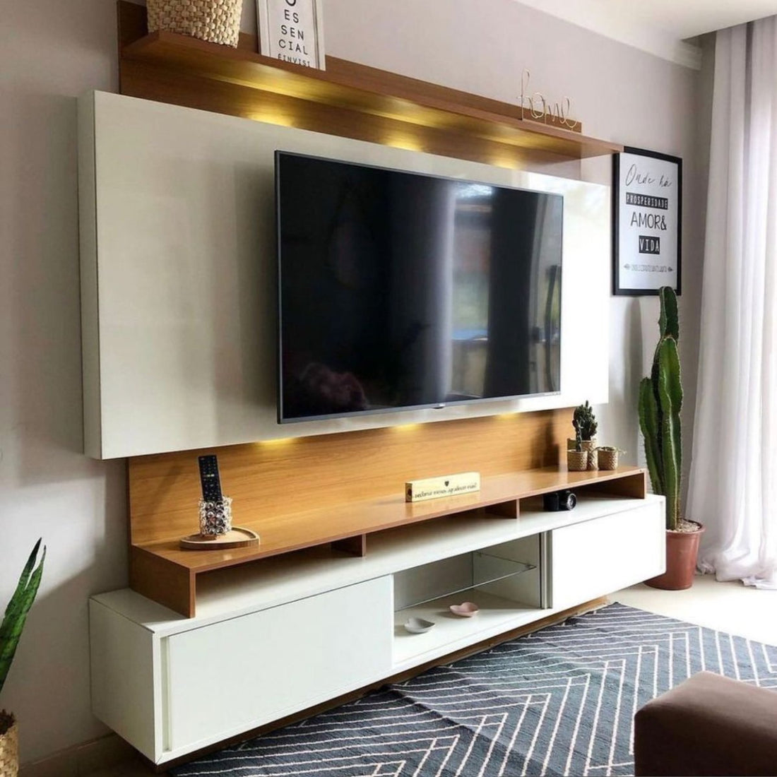 Rack Panel Home center Portugal con Led 220cm 100% MDF - Balton Hogar - TB113LWJ