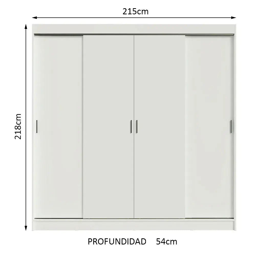 Ropero Matrimonial Austin 4 Puertas Corredizas 215cm - Balton Hogar - 10288N