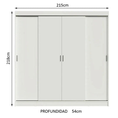Ropero Matrimonial Austin 4 Puertas Corredizas 215cm - Balton Hogar - 10288N
