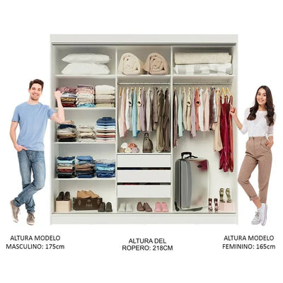 Ropero Matrimonial Austin 4 Puertas Corredizas 215cm - Balton Hogar - 10289B