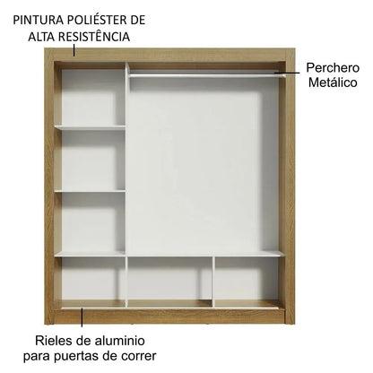 Ropero Matrimonial Monaco Pareja 3 Puertas 3 Espejos- Balton - 1093093E