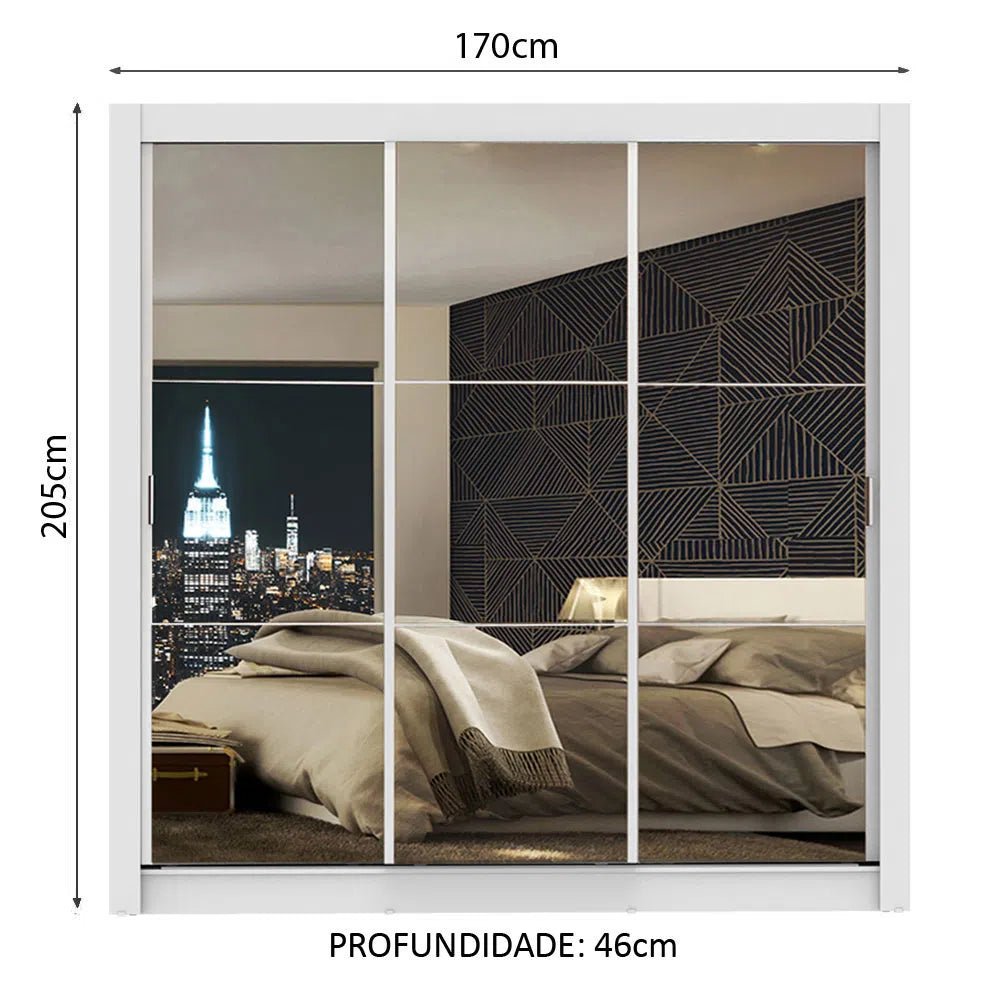 Ropero Matrimonial Monaco Pareja 3 Puertas 3 Espejos- Balton - 1093093E