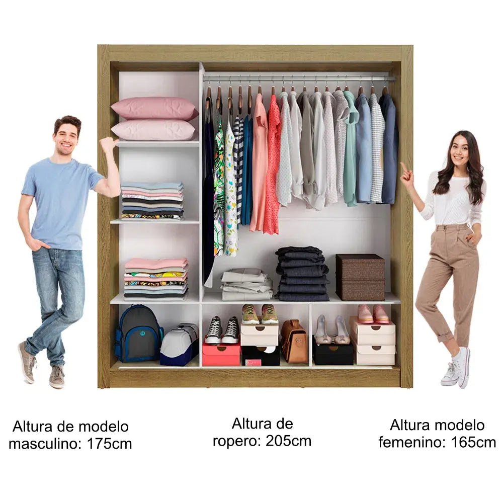 Ropero Matrimonial Monaco Pareja 3 Puertas 3 Espejos- Balton - 10935Z3E