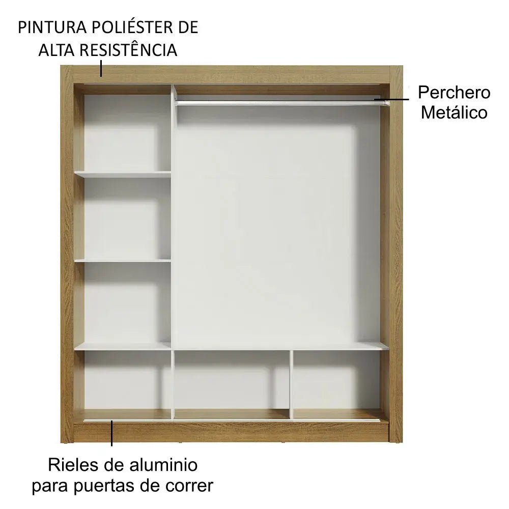 Ropero Matrimonial Monaco Pareja 3 Puertas 3 Espejos- Balton - 10935Z3E