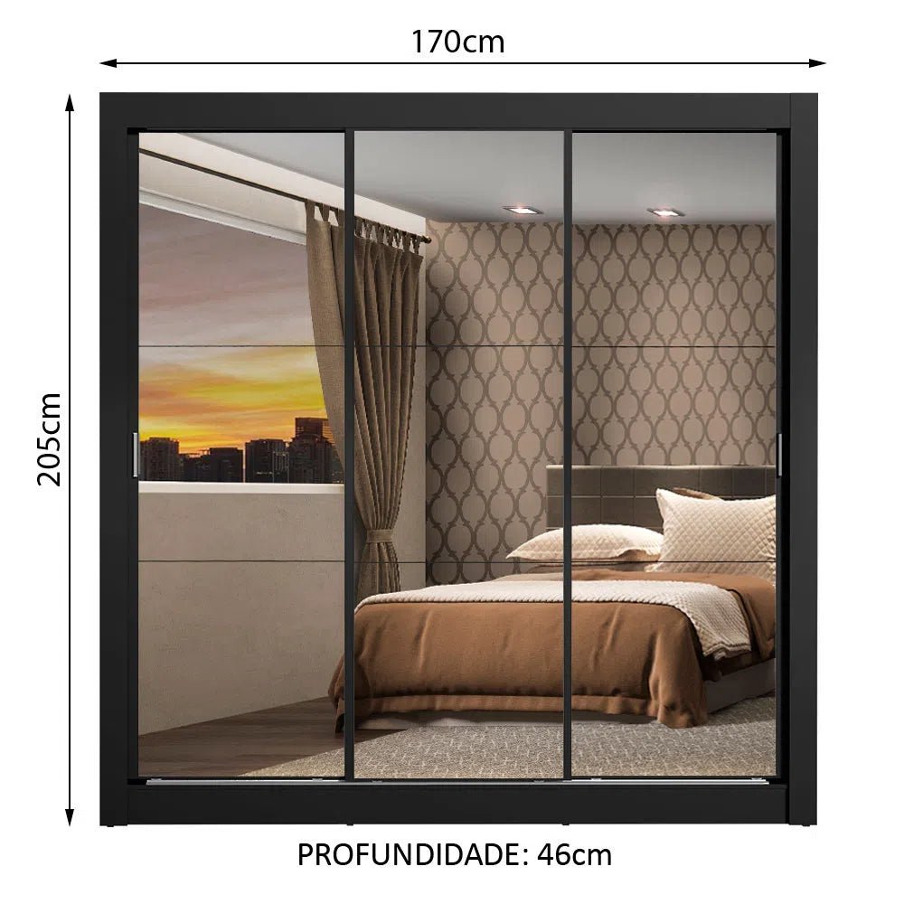 Ropero Matrimonial Monaco Pareja 3 Puertas 3 Espejos- Balton - 10938N3E