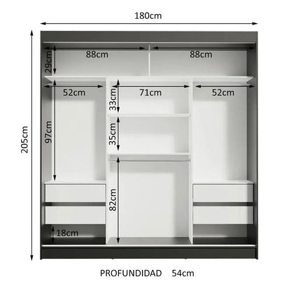 Ropero Matrimonial Reno Pareja 3 Puertas Corredizas con Espejo - Balton - 10958N1E